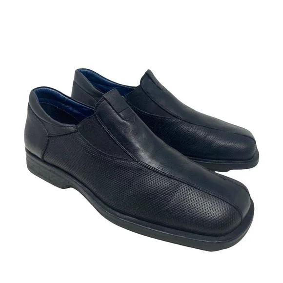BACCO BUCCI STUDIO MEN\'S BLACK LEATHER LOAFERS SQUARE TOE DRESS SHOES - 12 Black Dress Shoes Bacco Bucci for Men for sale | eBay main image 2